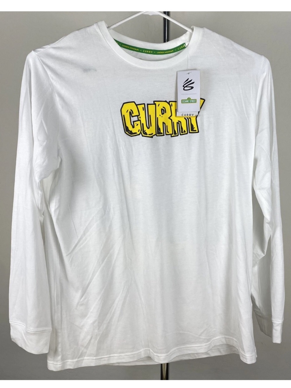 NWT Under Armour Steph Curry Sesame Street Long Sleeve Shirt White Mens XL